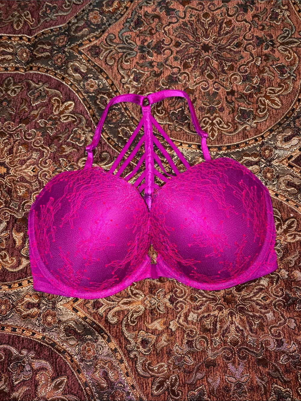 Strappy Bombshell Push-Up Bra in Fuchsia